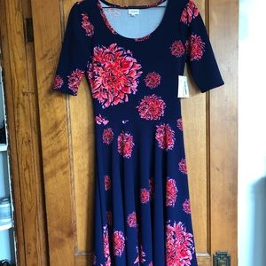 Navy Blue Floral LuLaRoe Nicole dress